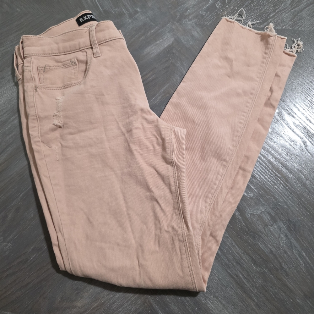 Express Tan Ankle Legging Mid Rise Jeans